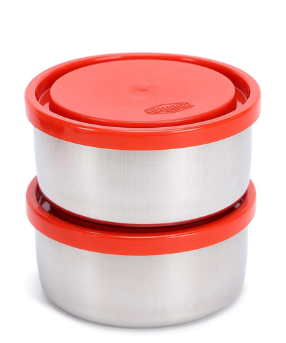 MINI LUNCH BOX RED STEEL 2 Containers Lunch Box (750 ml)